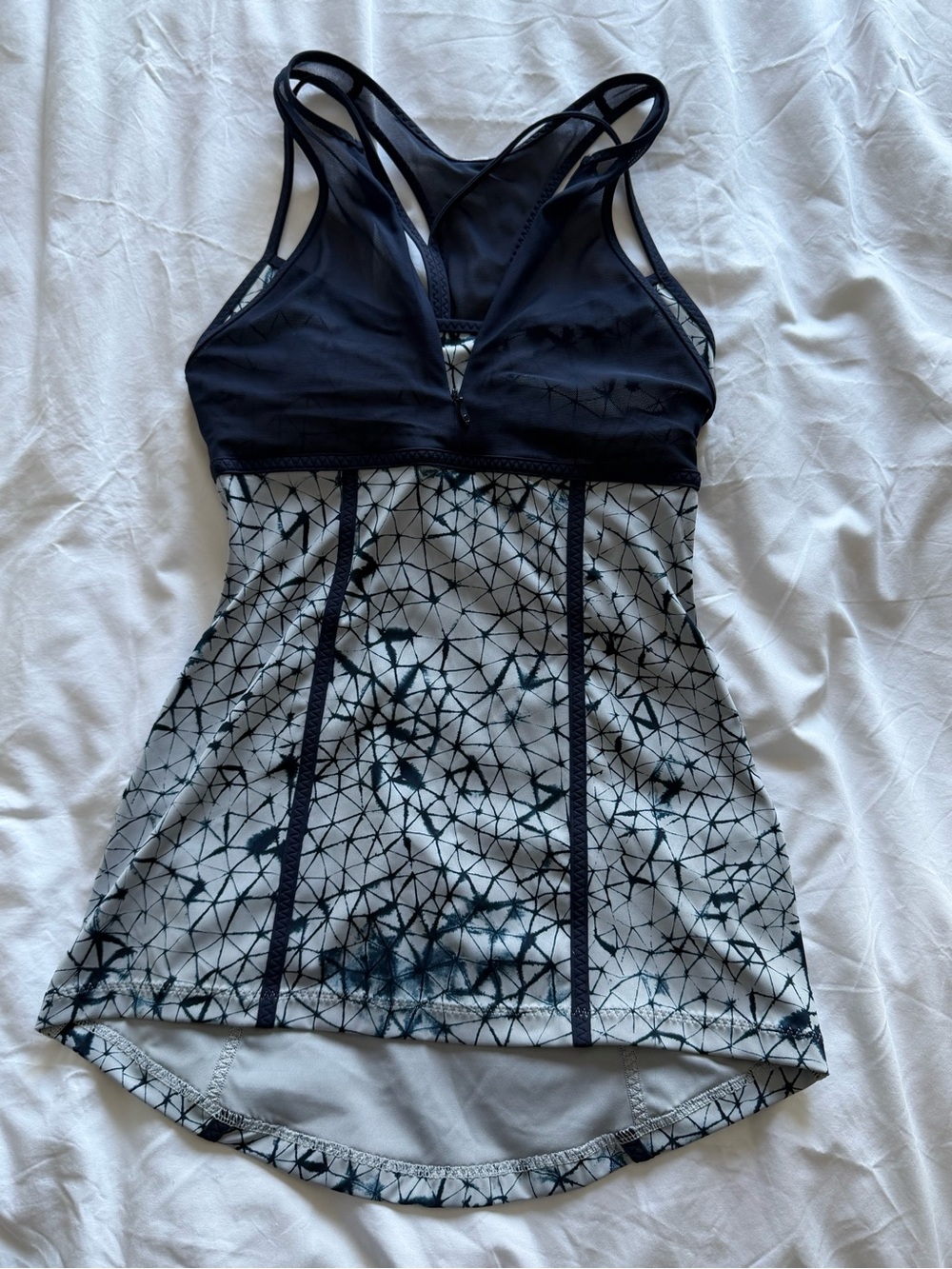 lululemon Deep Navy and Silver Star Pedal Pace Tank Top RARE 2015 4 Mesh Zip